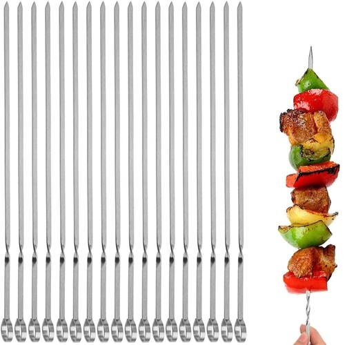18pcs kabob skewers flat - flat, metal